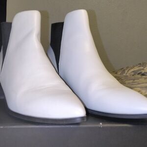 White Leather Halogen Ankle Boots